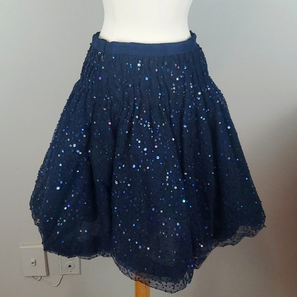 SzS Miss Sixty Navy Sequin Bubble Skirt - Picture 6 of 8